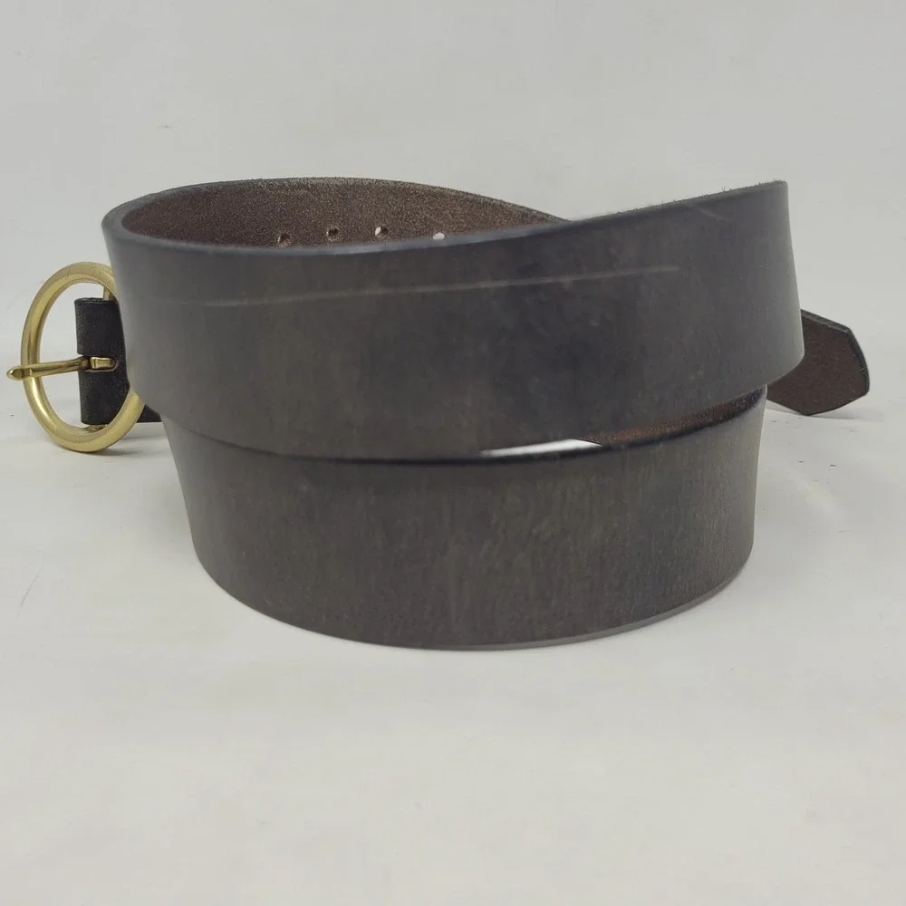 American Bench Craft Belt 42 Brown Leather Round Buckle USA Union Made Work